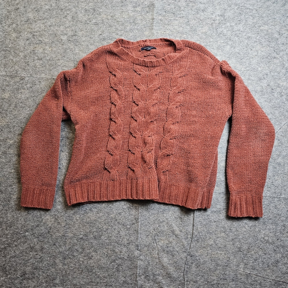 American eagle burnt Orange sweater medium cable knit
